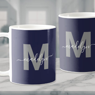 Navy Blue Monogram Kaffeetasse