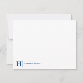 Navy Blue Monogram Line Modern Simple Business Mitteilungskarte