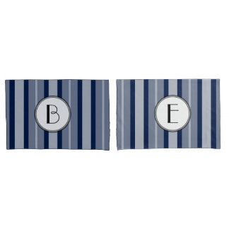 Navy Blue Monogram Modern Lines Contemporary Kissenbezug
