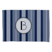 Navy Blue Monogram Modern Lines Contemporary Kissenbezug (Vorderseite-Links)
