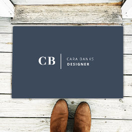 Navy Blue Monogram Modern Minimal einfach Fußmatte