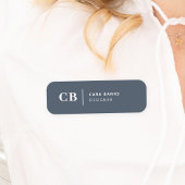 Navy Blue Monogram Modern Minimal einfach Namensschild