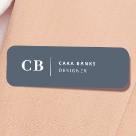 Navy Blue Monogram Modern Minimal einfach Namensschild