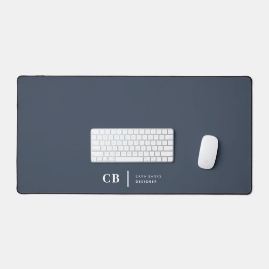 Navy Blue Monogram Modern Minimal einfach Schreibtischunterlage (Tastatur & Maus)