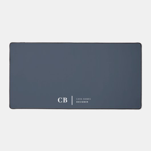 Navy Blue Monogram Modern Minimal einfach Schreibtischunterlage (Vorderseite)