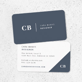 Navy Blue Monogram Modern Minimal einfach Visitenkarte