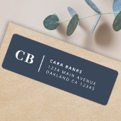 Navy Blue Monogram Moderne Rücksendeadresse