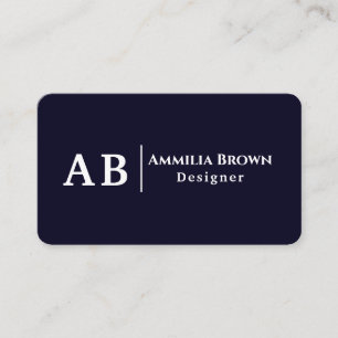 Navy Blue Monogram Modernes Minimalistisches Des Visitenkarte