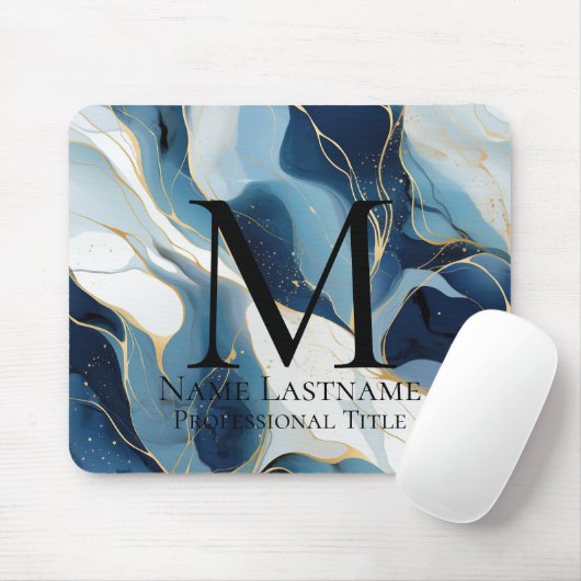 Navy Blue Monogram Mousepad (Mit Mouse)