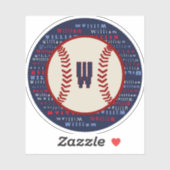 Navy Blue Monogram Name Baseball Helmet Decal Aufkleber (Blatt)