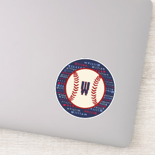 Navy Blue Monogram Name Baseball Laptop Decal Aufkleber