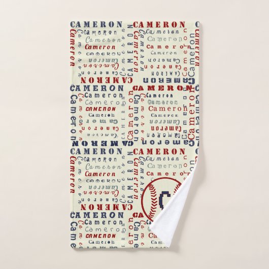 Navy Blue Monogram Name Geschenke für Kinder Baseb Badhandtuch Set (Handtuch)