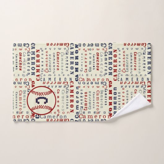 Navy Blue Monogram Name Geschenke für Kinder Baseb Badhandtuch Set (Handtuch)