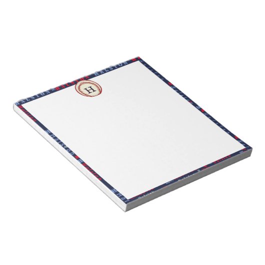 Navy Blue Monogram Name gibt Kindern Jungs Basebal Notizblock (angewinkelt)