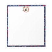 Navy Blue Monogram Name gibt Kindern Jungs Basebal Notizblock (Vorderseite)