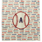 Navy Blue Monogram Name Gips for Kids Baseball Duschvorhang (Vorderseite)