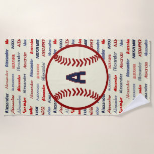 Navy Blue Monogram Name Gips for Kids Baseball Strandtuch