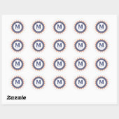 Navy Blue Monogram Name Mandala Custom Runder Aufkleber (Blatt)