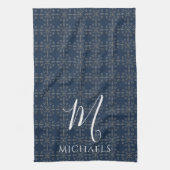 Navy Blue Monogram Personalisiert Geschirrtuch (Vertikal)
