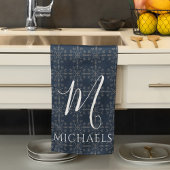 Navy Blue Monogram Personalisiert Geschirrtuch