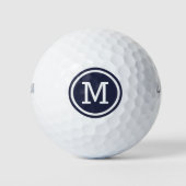 Navy Blue Monogram Personalisierte Golfbälle (Vorderseite)