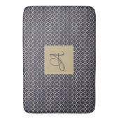 Navy Blue Monogram Quatrefolie Newlyweds Wedding Badematte (Vorderseite Vertikal)