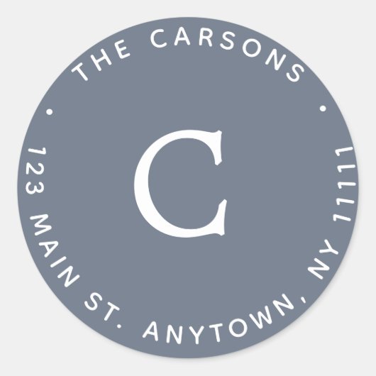 Navy Blue Monogram Round-Rücksendeadresse Runder Aufkleber (Vorderseite)