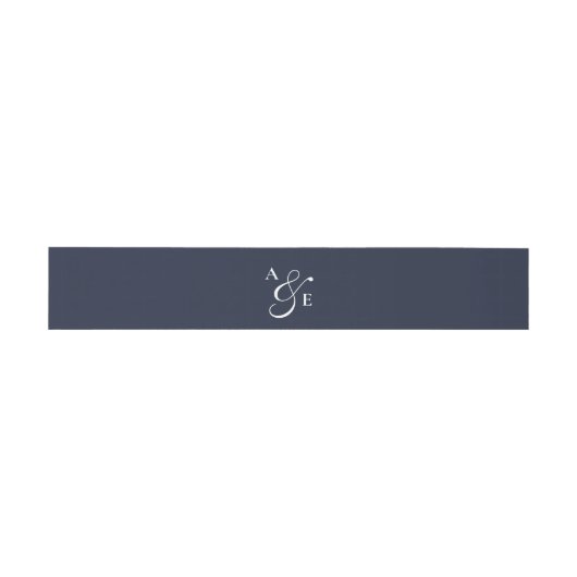 Navy Blue Monogram Script Ampersand Einladungsbanderole (Flach)