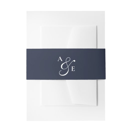 Navy Blue Monogram Script Ampersand Einladungsbanderole (Vorderseite Beispiel)