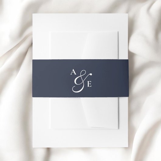 Navy Blue Monogram Script Ampersand Einladungsbanderole