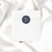 Navy Blue Monogram Script Ampersand Hochzeit