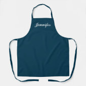 Navy Blue Monogram Script Personalisiert Kitchen Schürze (Vorderseite)