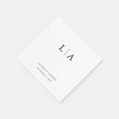 Navy Blue Monogram Simple Minimalistisch Wedding Serviette (Ecke)