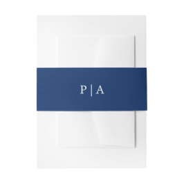 Navy Blue Monogram Simple Wedding Einladungsbanderole