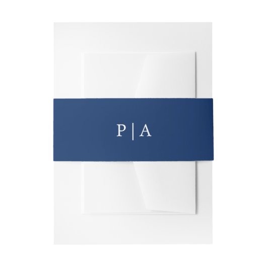 Navy Blue Monogram Simple Wedding Einladungsbanderole (Vorderseite Beispiel)