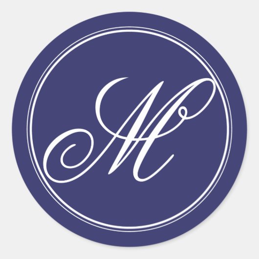 Navy Blue Monogram Stickers (Vorderseite)