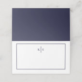Navy Blue Monogram Table Platzkarte (Außenseite Aufgefaltet)