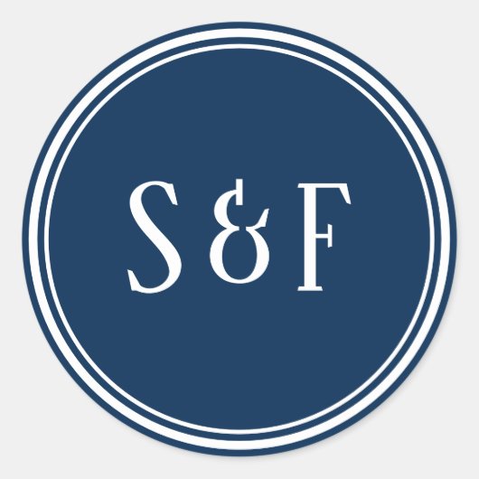 Navy Blue Monogram Umschlag Aufkleber (Vorderseite)