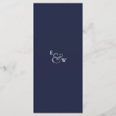Navy Blue Monogram Wedding Danke Platzkarte Menükarte (Rückseite)