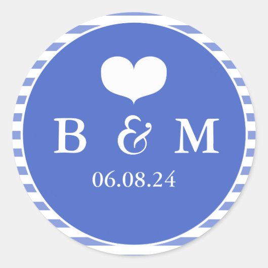 Navy Blue Monogram Wedding Envelop Siegel Sticker (Vorderseite)