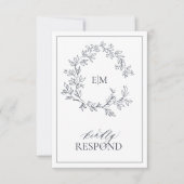 Navy Blue Monogram Wedding RSVP Card (Vorderseite)