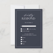 Navy Blue Monogram Wedding RSVP Card (Rückseite)