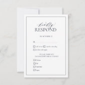 Navy Blue Monogram Wedding RSVP Card (Rückseite)