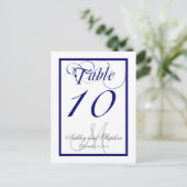 Navy Blue Monogram Wedding Tischnummer Card (Stehend Vorderseite)