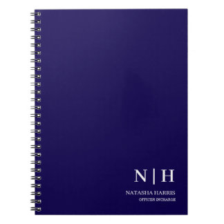 Navy-Blue-Monogramm Geschäftsklassiker-Geschenknot Notizblock