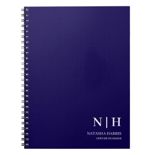 Navy-Blue-Monogramm Geschäftsklassiker-Geschenknot Notizblock (Vorderseite)