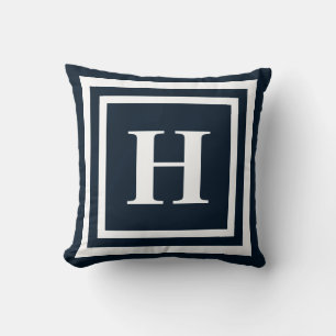 Navy Blue Monogramm Kissen