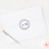 Navy-Blue-Monogramm-Rücksendeadresse Runder Aufkleber (Umschlag)