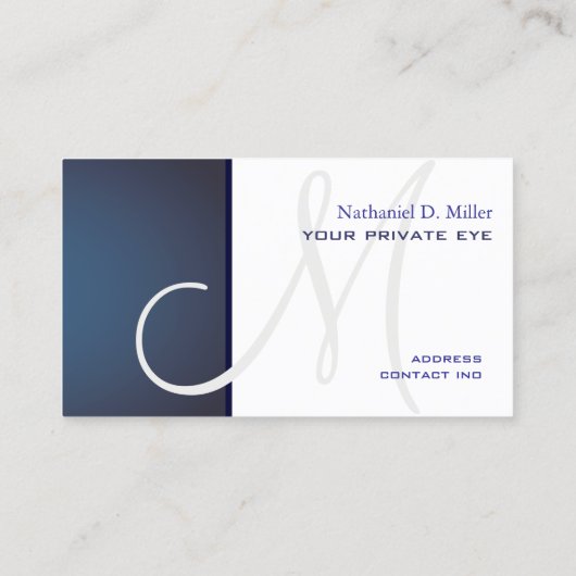 Navy Blue Monogramm Visitenkarte (Rückseite)