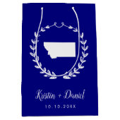 Navy Blue Montana Karte Hochzeit Begrüßungswag Mittlere Geschenktüte (Vorderseite)